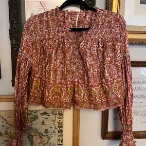 Free People Bohemian Pink Floral Women's Top